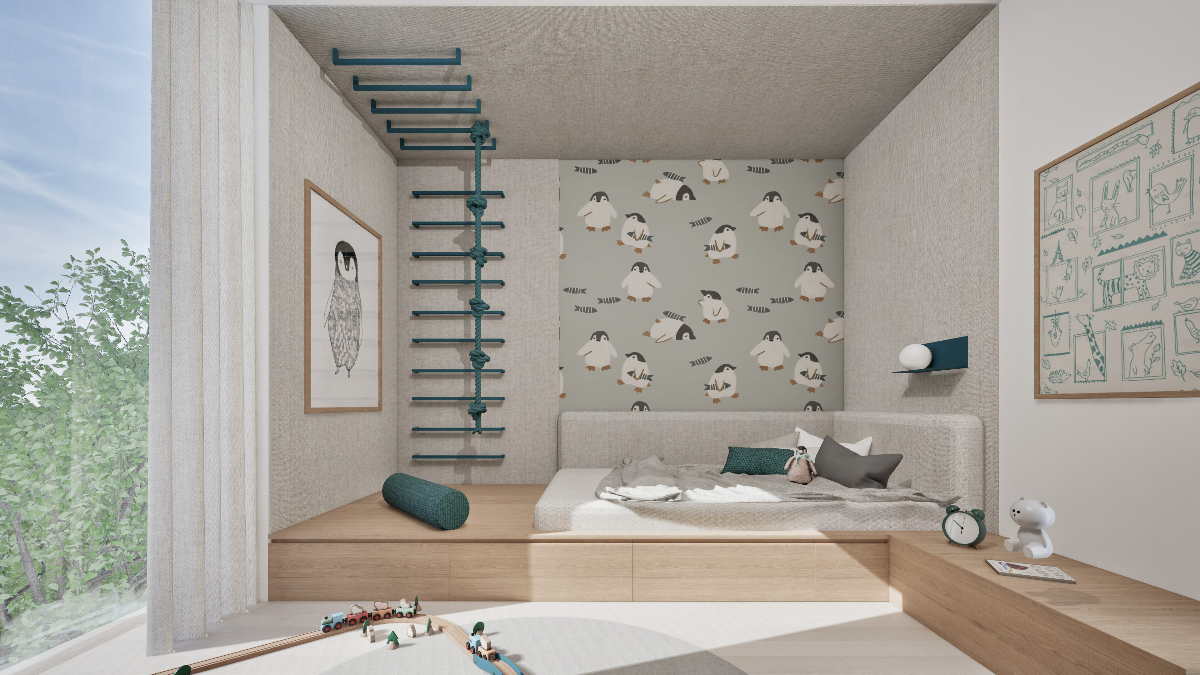 Zóna spaní s tapetou